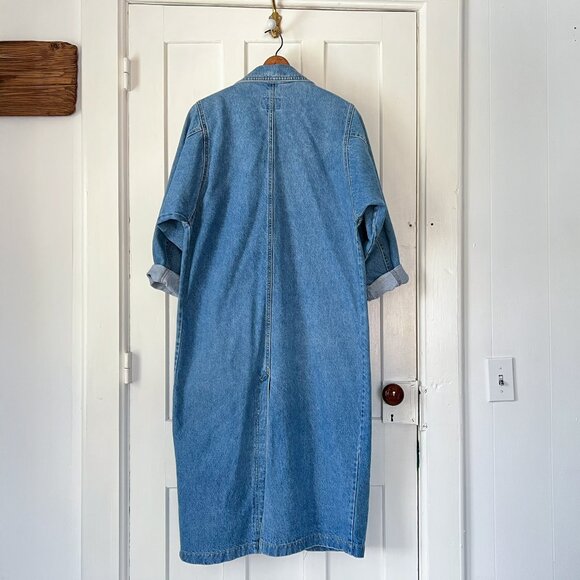 Vintage Sunbelt Long Denim Jean Jacket Duster Coat One Size Excellent Oversized - Picture 3 of 7